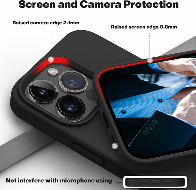 OTOFLY Designed for iPhone 13 Pro Max Case, Silicone Shockproof Slim Thin Phone Case for iPhone 13 Pro Max 6.7 inch (Black)