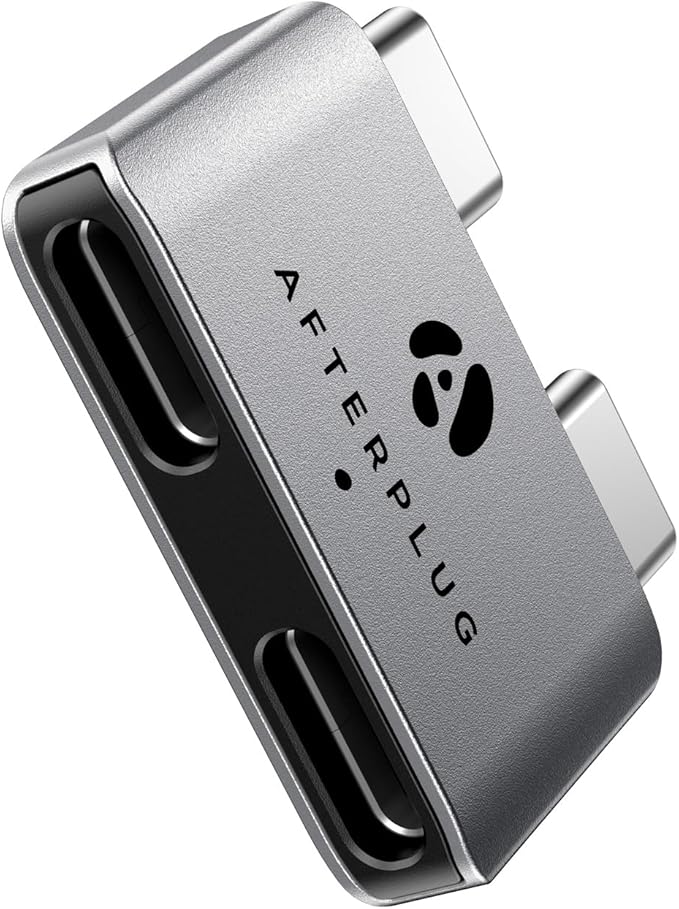Dual USB‑C Extender for MacBook with Case, 2-Port Pass‑Through Adapter for Thunderbolt 5/4/3 & USB4 – 240W PD, 8K Video, 80Gbps Data - Space Gray
