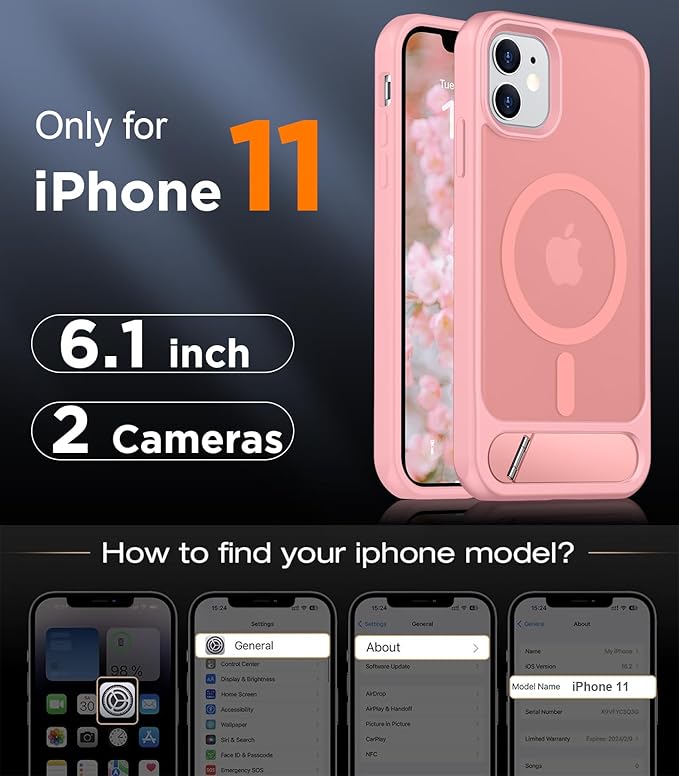 Magnetic Compatible with iPhone 11 Phone Case, [Built-in Invisible Kickstand][Compatible with MagSafe] [Military Grade Shockproof] Slim Translucent Matte Phone Case for iPhone 11 6.1"