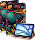 Case for iPad Air 13 inch M4 2026/M3 2025/M2 2024 with Pencil Holder & Card Slots & Auto Sleep, Embossed PU Leather Stand Magnetic Shockproof Cover Case for iPad Air 13 - Watercolor