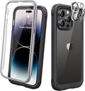 Diaclara Designed for iPhone 14 Pro Max Case 6.7, [2023 Upgraded] Full Body Rugged Case with Built-in Touch Sensitive Anti-Scratch Screen Protector +9H Tempered Glass Camera Lens Protector(Black)