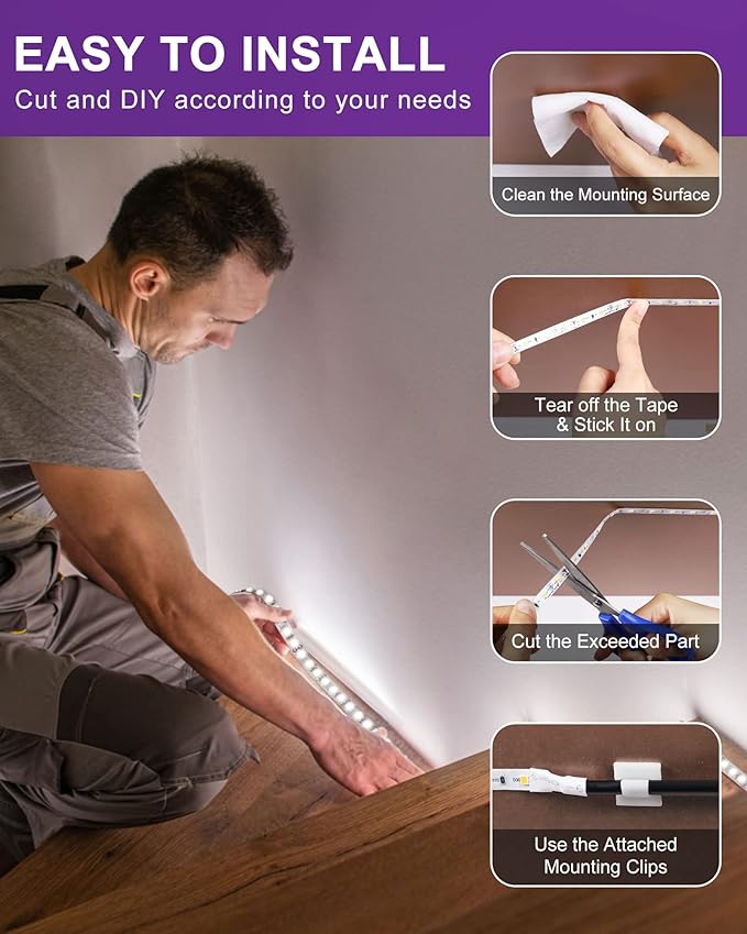 HitLights LED Strip Lights Cool White 5000K, 16.4ft High Density 12V Tape Light, UL-Listed, 600 LEDs, 300Lm/ft, Flexible Dimmable Rope Lights for Bedroom, Kitchen, Cabinet (Power Source Not Included)