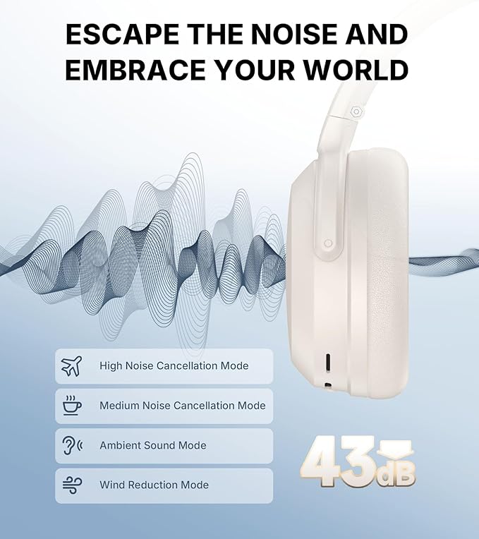 Edifier WH700NB Pro Wireless Over-Ear Headphones with Active Noise Cancellation, Hi-Res Audio, Bluetooth V5.4, Multi-Point Connection, Al Clear Calls, Fast Charging, Foldable - Ivory