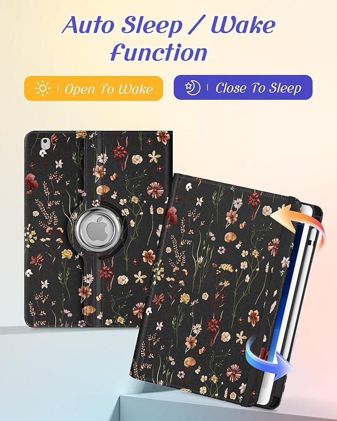Kidcube for iPad Air 3rd Generation Case/Pro 10.5 Inch Case - Women Girls Cute Rotating Stand Folio Cover with Pencil Holder & Card Slot Girly Flowers Floral Design Cover for iPad Pro 10.5''/Air 3rd