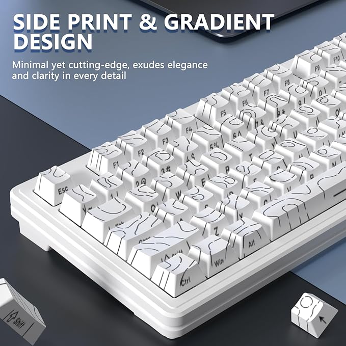 FELICON Attack Shark M87 PRO Wireless Mechanical Gaming Keyboard – 87-Key Tri-Mode (Bluetooth 5.0/2.4Ghz/USB-C), Hot-Swappable Linear Switch, RGB Backlit, 5000mAh Battery – White Contour