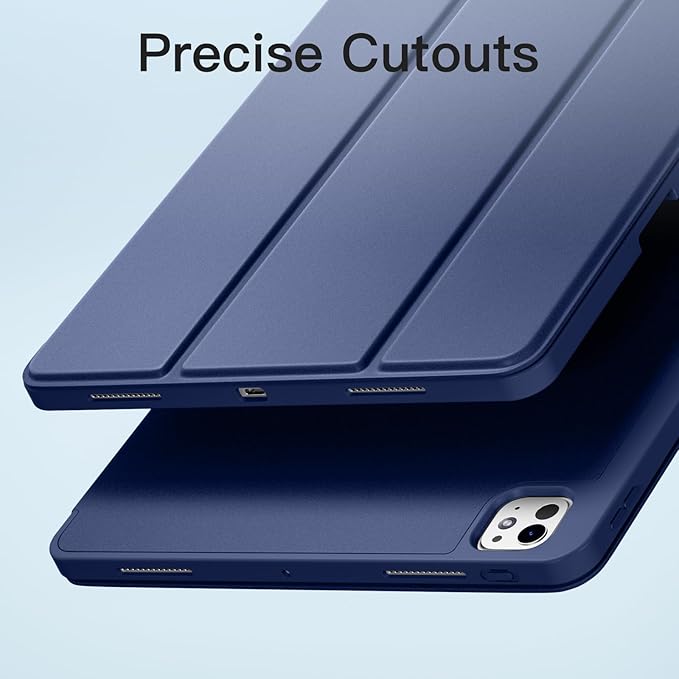 Akkerds Compatible with iPad Pro 13 Inch Case (M5/M4) 2025/2024, for iPad 13 Pro Case with Pencil Holder, Slim Trifold Stand Protective Cover with Soft TPU Back, Auto Wake/Sleep (Navy)