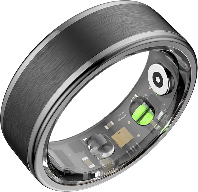 Smart Ring for Women Men,Fitness Ring with 24/7 Activity Tracking,Stress,Sleep Monitoring,No APP Subscription Fees,Compatible with iOS & Android, HarmonyOS Black, 11#