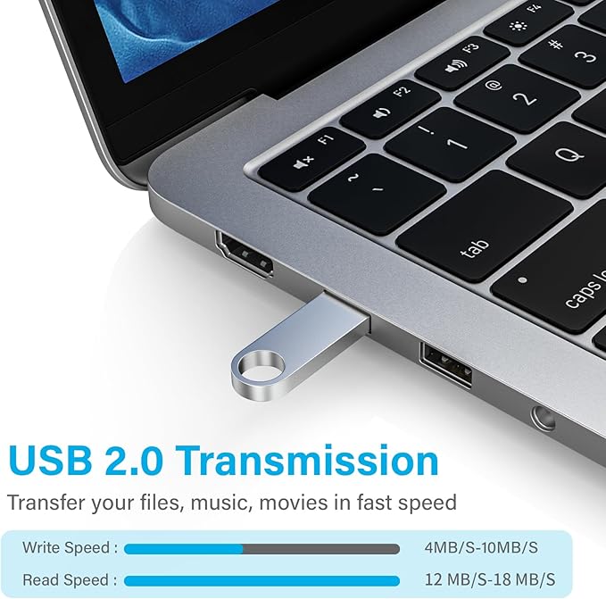 ABLAZE 16GB Flash Drive 2 Pack, Metal USB 2.0 Thumb Drives with Keychains USB Stick Pendrive (Sliver)