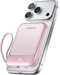 Magnetic Power Bank 10000mAh, Wireless Portable Charger with 15W Max Fast Charging & Built-in USB-C Cable, 22.5W PD LED Display Battery Pack Compatible with iPhone 17/16/15, Samsung Galaxy(pink)
