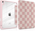 Case for iPad Air 11 inch M4 2026 M3 2025 M2 2024 Release with Pencil Holder - Aesthetic Cute Design Trifold Cover with Soft TPU Bumper Clear Back Auto Sleep/Wake for Girls Women, Lattice