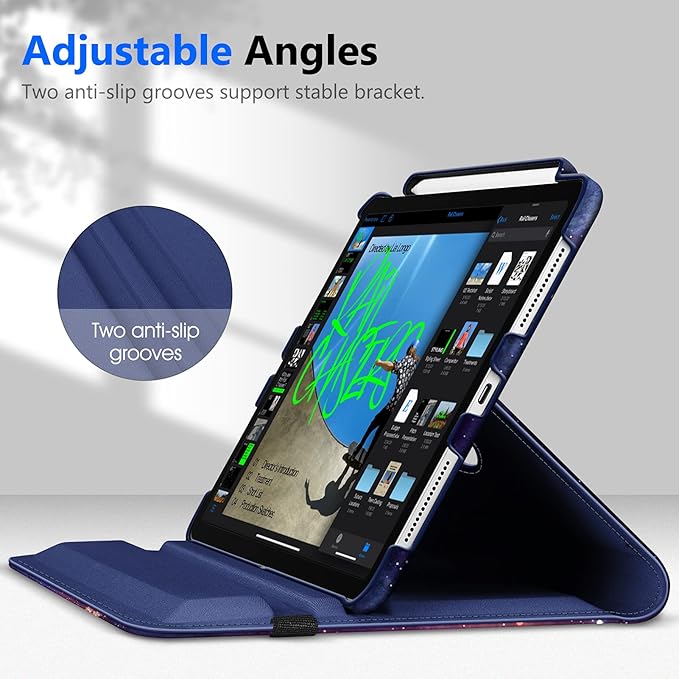 Fintie Rotating Case for iPad Pro 11-inch (4th / 3rd Generation) 2022/2021-360 Degree Swiveling Stand Cover w/Pencil Holder, Auto Sleep/Wake, Also Fit iPad Pro 11" 2nd/1st Gen, Galaxy