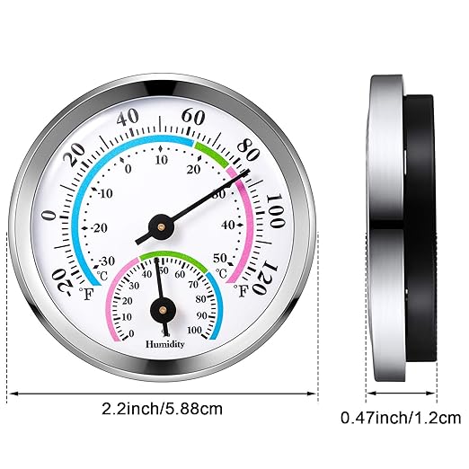 Weewooday 3 Pcs Indoor Outdoor Thermometer 2 in 1 Mini Home Temperature Humidity Hygrometer Monitor Gauge for Home Offices Wall(Silver,2.2 Inch)