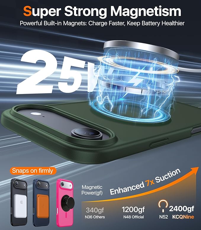 Magnetic for iPhone Air Case 2025,[Anti-Slip][Compatible with MagSafe][Military Grade Drop Protection] Shockproof Protective Translucent Matte Phone Case for iPhone 17 Air Case,Forest Green