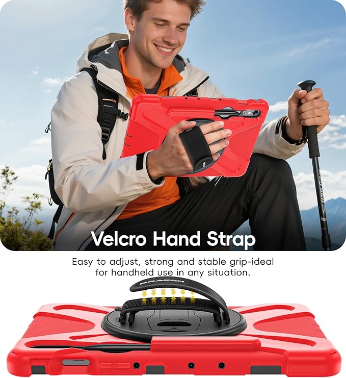 BRAECN Case for Samsung Galaxy Tab S10 Lite/S10 FE/S9 FE 5G 10.9"& S9/S8/S7 11",Heavy Duty Shockproof Silicone Cover with 360 Rotating Stand &Hand Strap, Kickstand, Shoulder Strap, S Pen Holder