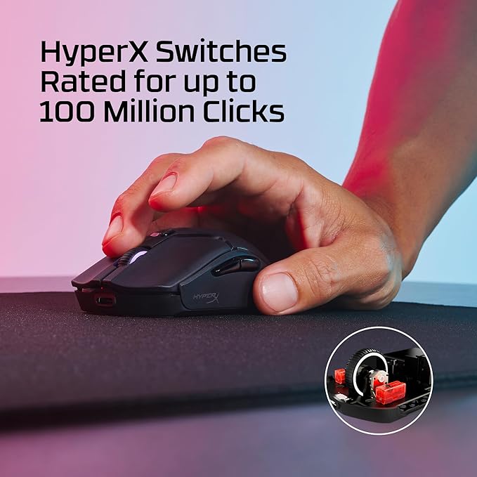 HyperX Pulsefire Haste 2 Mini – Wireless Gaming Mouse for PC Compact Lightweight Bluetooth 2.4GHz Black