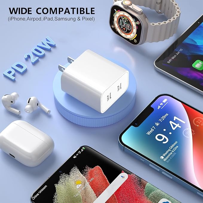 USB C Charger Block,4-Pack Dual Port USB C Fast Charging Block,2in1 Dual Ports Plug Wall Chargers,Type C Wall Charger Plug for iPhone 17/17 Pro/17 Pro Max/17 Air/16e/15 Plus/14/13/12 Pro/11/XS/XR/X