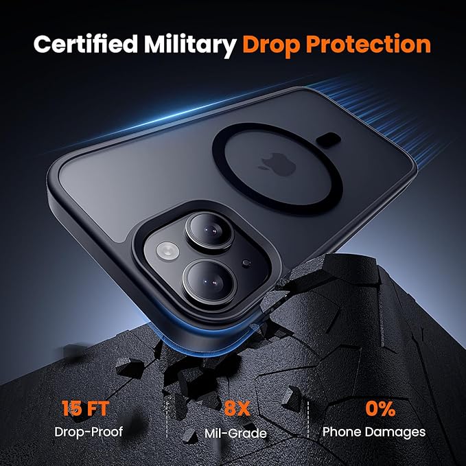 toushion 3 in 1 for iPhone 15 Plus Case with MagSafe, Screen Protector*1 Camera Lens Protector*1,Skin Feeling Back Cover Military-Grade Protection for iPhone 15 Plus Phone Case 6.7 inch Matte Black