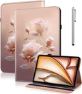 Case for iPad Air 11 Inch M4/M3/M2 (2026/2025/2024),iPad Air 5th/4th Generation Case 10.9 Inch 2022/2020, PU Leather Stand Shockproof Cover with Card Slots - Ceramic Roses