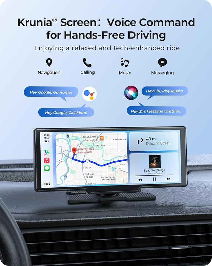 9.26" Carplay Screen with 4K Dash Cam & HD Backup Camera, Wireless Portable Car Play Screen for Apple CarPlay & Android Auto, OTA, Bluetooth 5.0, Mirror Link, Voice Control, GPS Navigation, FM