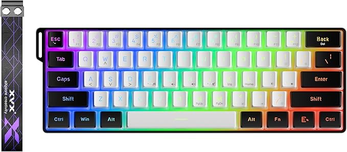 OHY 60% Gaming Keyboard,Wired Backlit Mini Membrane Keyboard, Strong Mechanical Feel for PC/Mac Gamer, Typist, Travel, Easy to Carry on Business Trip(61 Keys)-Black