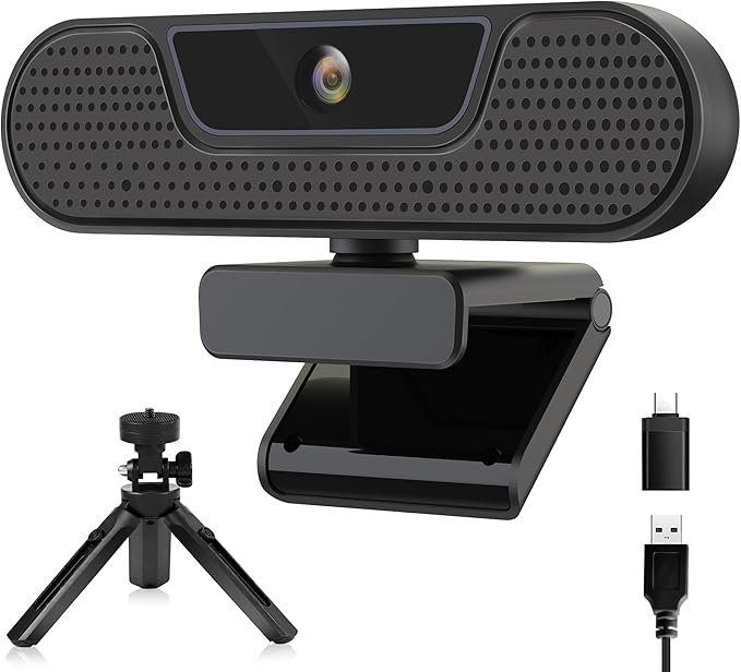 saylas 4K Webcam with 4 Noise Cancellation Microphone, W8GS Web Cam, Privacy Cover, 85° FOV, Plug & Play Web Streaming Camera for Computer, USB Webcam for Pc, Laptop, Desktop, Mac