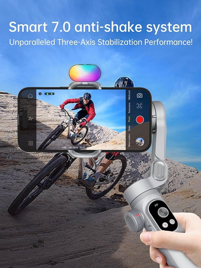 AOCHUAN 3-Axis Gimbal Stabilizer for Smartphone Smart X Pro Kit Gray & B10 Storage Bag & E10 Extension Rod