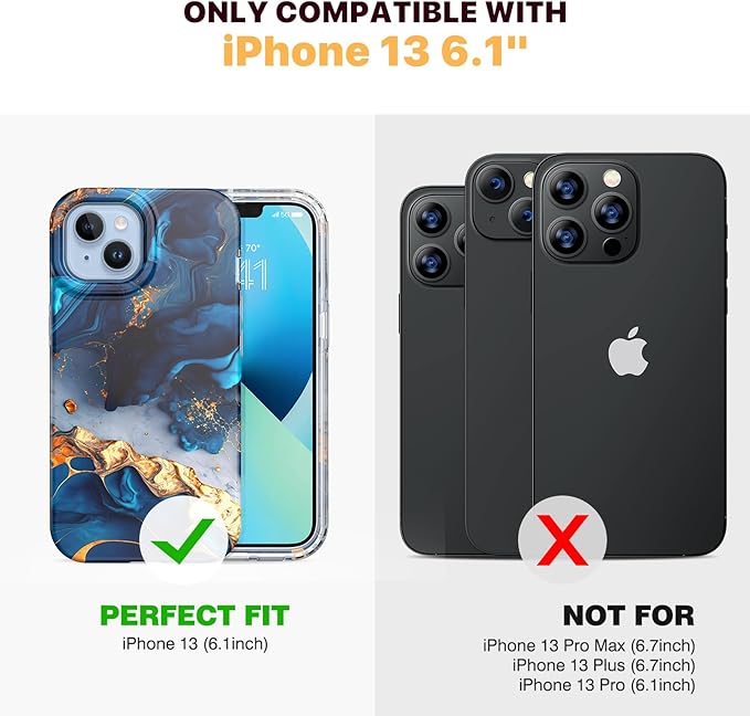 Diaclara Designed for iPhone 13 Case, Full Body Rugged with Built-in Touch Sensitive Anti-Scratch Screen Protector, Soft TPU Bumper Case for iPhone 13 6.1" (Water Blue)