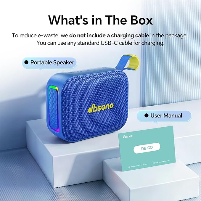Portable Bluetooth Speaker Waterproof Gift: IPX5 HD Sound Up to 24H Playtime, TWS Pairing, Wireless Speakers with Lights, Mom Gifts, Outdoor|Travel| Camping|Pool|Beach Essentials Accessories-Blue