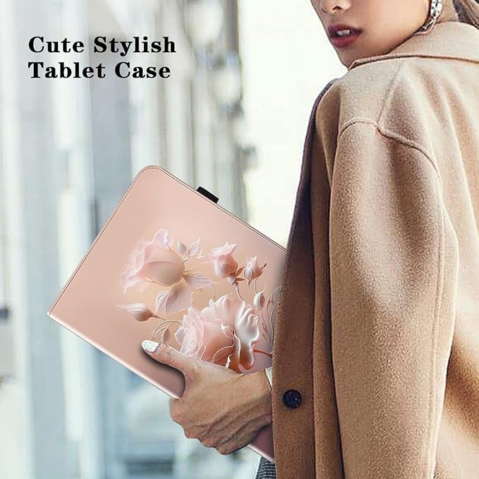 Case for iPad Air 11 Inch M4/M3/M2 (2026/2025/2024),iPad Air 5th/4th Generation Case 10.9 Inch 2022/2020, PU Leather Stand Shockproof Cover with Card Slots - Ceramic Roses