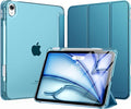 MoKo for iPad Air 11 inch Case (M4/M3/M2) 2026/2025/2024, iPad Air 5th/4th Gen 10.9 inch Case 2022/2020 with Pencil Holder, Slim Light Trifold Cover with Hard PC Translucent Back Shell, French Blue