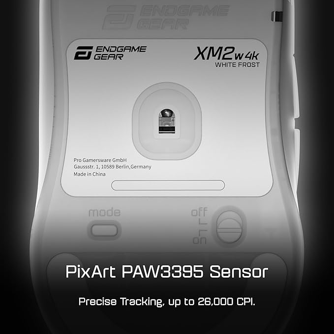 ENDGAME GEAR XM2w 4k Wireless Gaming Mouse – 4000Hz Polling Rate, Kailh GX Switches, PixArt PAW3395 Sensor, Lightweight ~63 g, White Frost