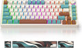 75% Brown Mechanical Gaming Keyboard, Compact 82 Key Hot Swappable with Knob, RGB Backlit OEM Profile, Wired USB-C Keyboard with Linear Switches for Windows Mac