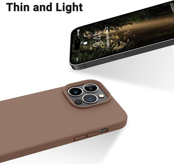 OTOFLY Designed for iPhone 14 Pro Case, Silicone Shockproof Slim Thin Phone Case for iPhone 14 Pro 6.1 inch (Light Brown)