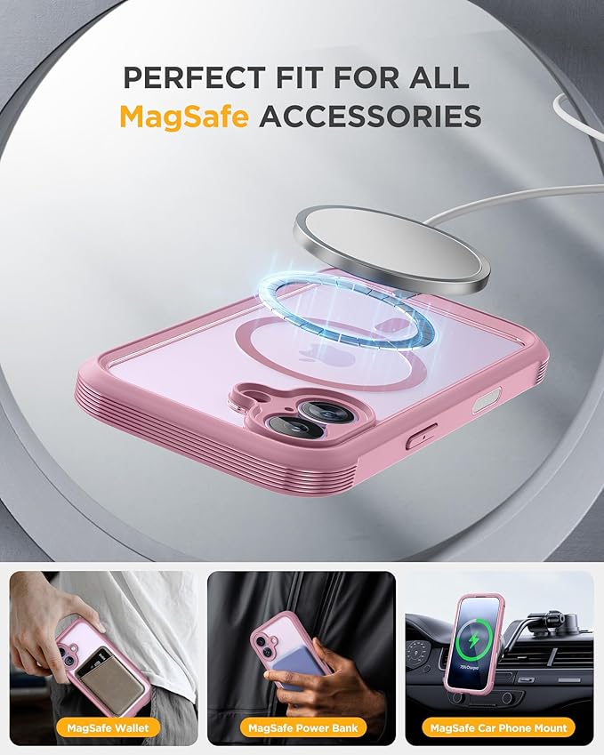 Miracase for iPhone 17 Case 6.3'', Full-Body Military Grade Drop Protection Outdoor Phone case with Built-in Glass Screen &Camera Control,Easy Installation,No Gap,Compatible with MagSafe, Purple