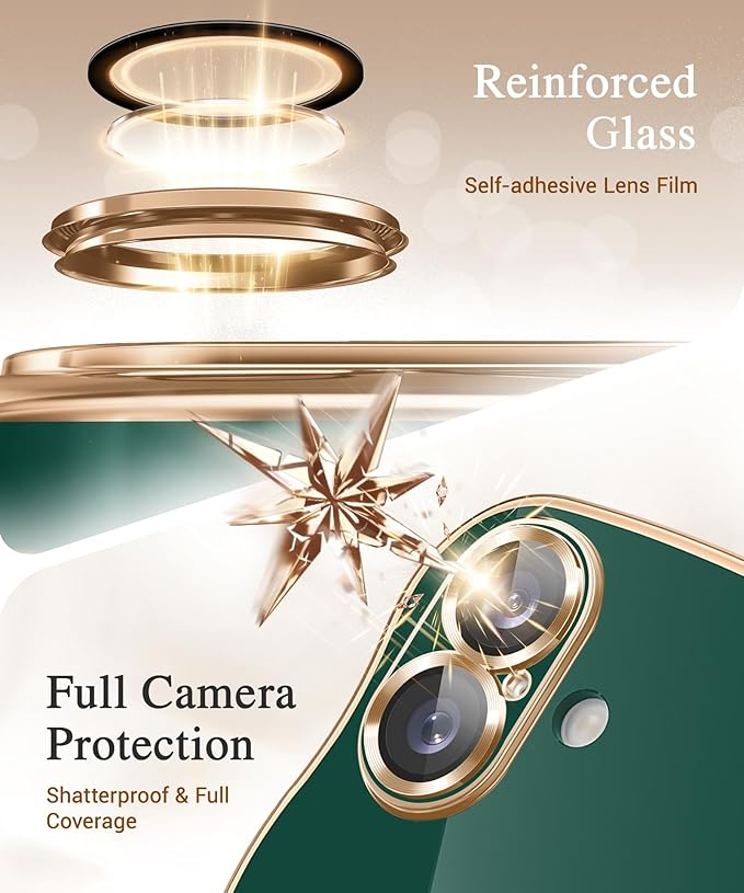 GVIEWIN for iPhone 17 Case Compatible with MagSafe, Upgraded [Full Camera Protection][Cute Wave Frame][Military Grade Protection] Electroplated Hard Phone Cover for Women Girl, Green