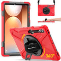 BRAECN for Samsung Galaxy Tab S10 Plus Case 2024/S9 Plus/S9 FE+/S8 Plus/S7 Plus /S7 FE 12.4 Inch,Heavy Duty Shockproof Case with S Pen Holder&360 Rotating Hand Strap/Kickstand Shoulder Strap,Red
