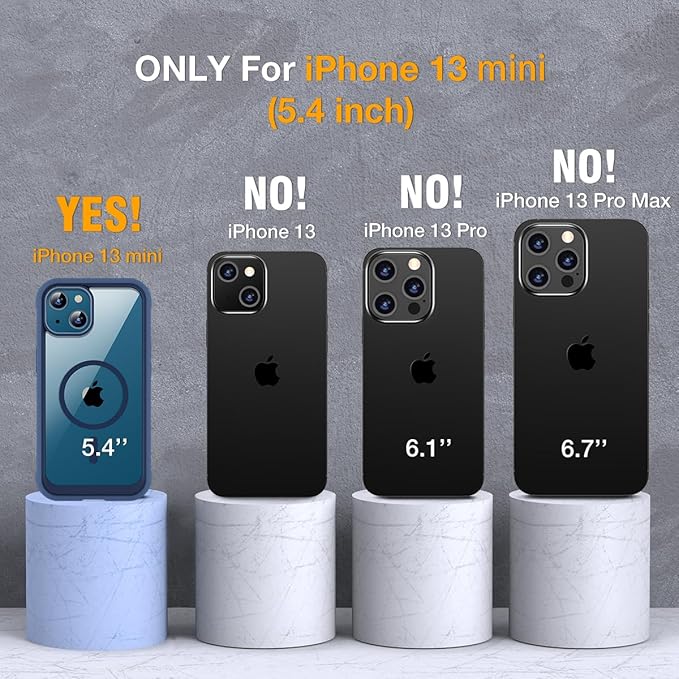 Miracase for iPhone 13 mini Case 5.4",Full-Body Protection,Clear Bumper Case with Built-in 9H Tempered Glass Screen Protector,Military-Grade Drop Protection Outdoor Phone Case for 13 mini,Dark Blue