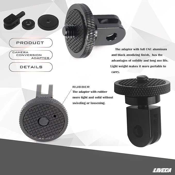 Niewalda Aluminum Camera Tripod Mount Adapter,2pcs ¼-20 Conversion Adapter for Tripod, Suitable for GoPro Hero/Sony/ Insta360 X3/ Sjcam/Action Camera and Other Standard 1/4 inch Accessories