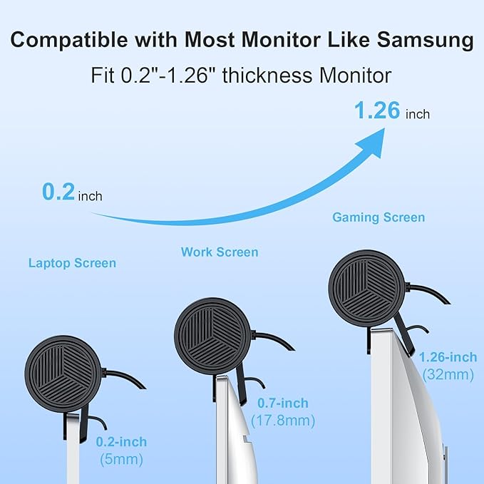 Computer Speakers for Desktop PC Monitor, USB or Type C Plug-in Soundbar, Clip-On Speaker, Wired Laptop Gaming Speakers with Volume Wheel & One-Touch Mute, Compatible with Mac Windows iPhone iPad