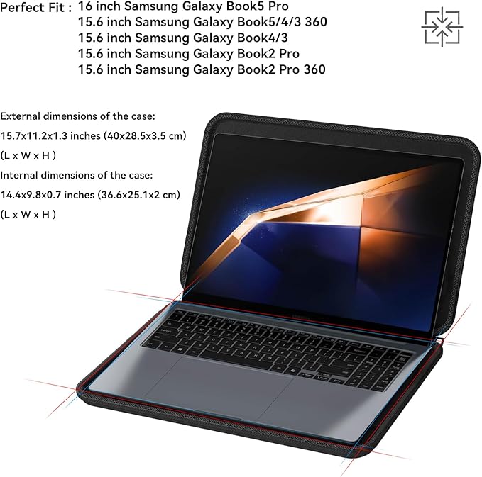 Smatree Hard Sleeve Case for 16 inch Samsung Galaxy Book5 Pro, for 15.6 inch Samsung Galaxy Book5/4/3 360, for 15.6 inch GalaxyBook 4/3/2Pro/2 Pro 360 Laptop Bag (A1600)