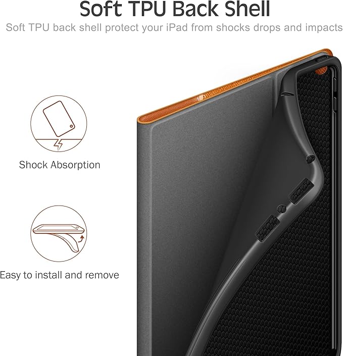 KingBlanc Case for iPad Air (3rd Generation) 10.5" 2019 / iPad Pro 10.5 inch 2017 Case with Apple Pencil Holder, Vegan Leather Smart Cover, Auto Sleep/Wake, Multi-Angle Folding, Brown