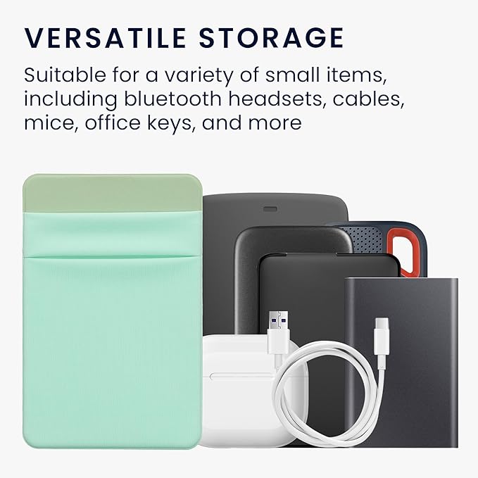 kwmobile Elastic Sleeve Compatible with SanDisk Portable SSD, Samsung T7, Crucial X8, HDD Case - Stretchy Elastane Adhesive External SSD Holder - 10x7cm & 8x7cm Pockets - Pastel Green