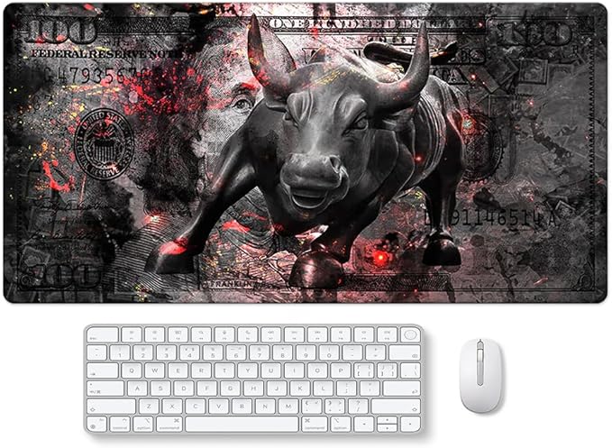 Gaming Mouse Pad Black Gray Money Bull Motivational Sign Inspirational Quote Mouse Pad Motivational Quotes Mousepads Mouse Pads Large for Home Office Decor Desk Accessories 15.7"x31.5"