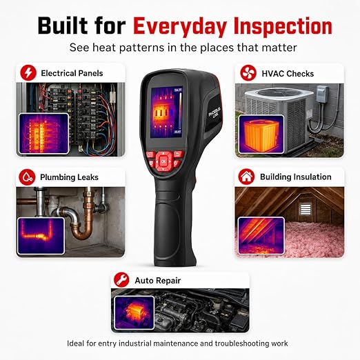 RCX100 Thermal Imaging Camera for Home Inspection, HVAC & Electrical Troubleshooting, 320x240 Enhanced Resolution, 25Hz Infrared Camera, 2.8" Bright Screen, Temp Alerts, Rechargeable