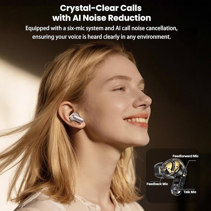 TOZO NC20 Pro Active Noise Cancelling Wireless Earbuds with Smart Touch Screen, LDAC Hi-Res Audio, Stereo Bass, 6 Mics AI Call Ear Buds, 80H Playtime, IPX8 Waterproof, 32 EQ via App, Wireless Charging