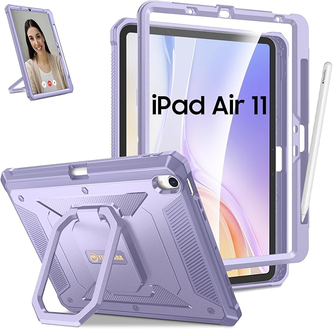 Fintie Case for iPad Air 11-inch M4/M3/M2 (2026/2025/2024), iPad Air 5th/4th Generation (2022/2020) 10.9 Inch - [Tuatara Magic Ring] 360 Degree Rotating Stand Cover with Screen Protector, Lilac Purple