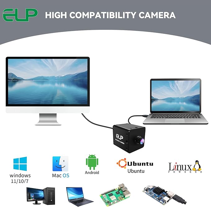 ELP 4K 60fps USB3.0 HDMI Camera H.264 Wide Angle High Speed UVC Lightburn Cameras for Computer Low Illumination Simultaneous Output PC Webcam M12 100° Web_Camera for Windows Linux Mac TV Projector