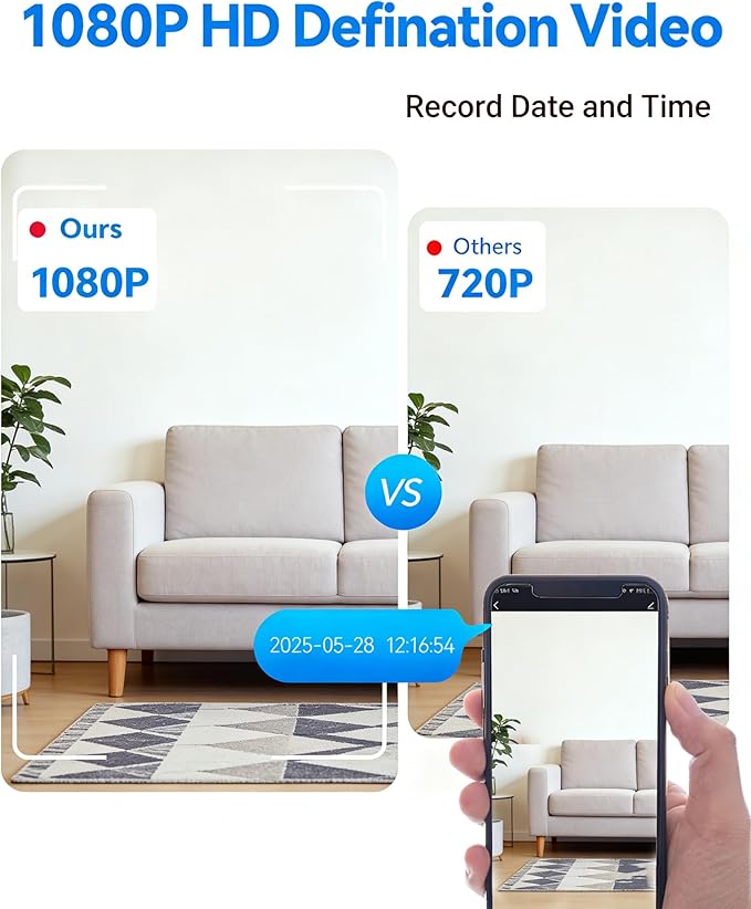 HD1080P Wireless Dome Cameras, Mini Small Nanny Cam, WiFi Indoor Camera for Home Security, Baby Monitor with Motion Detector, Surveliance System Remote Monitoring for Homes/Office/Pet