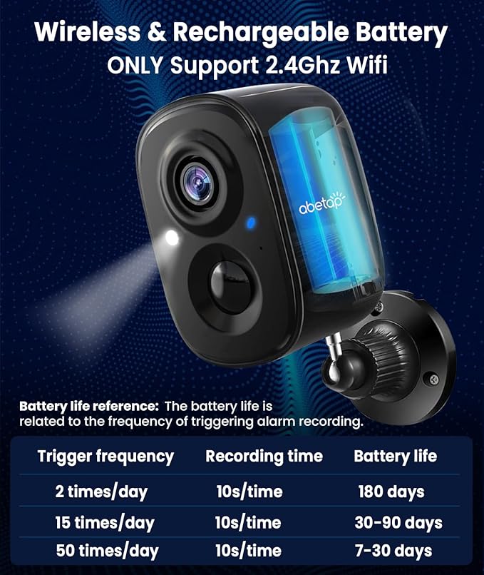 2K Wireless Security Cameras - Outdoor WiFi Security Cameras Color Night Vision, AI/PIR Detection, 2-Way Talk, Cloud/SD, Weatherproof, Battery Powered Outdoor Cameras (Black1)