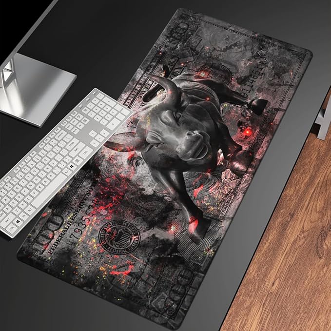 Gaming Mouse Pad Black Gray Money Bull Motivational Sign Inspirational Quote Mouse Pad Motivational Quotes Mousepads Mouse Pads Large for Home Office Decor Desk Accessories 15.7"x31.5"